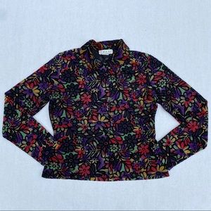 90s floral mesh daisy button top